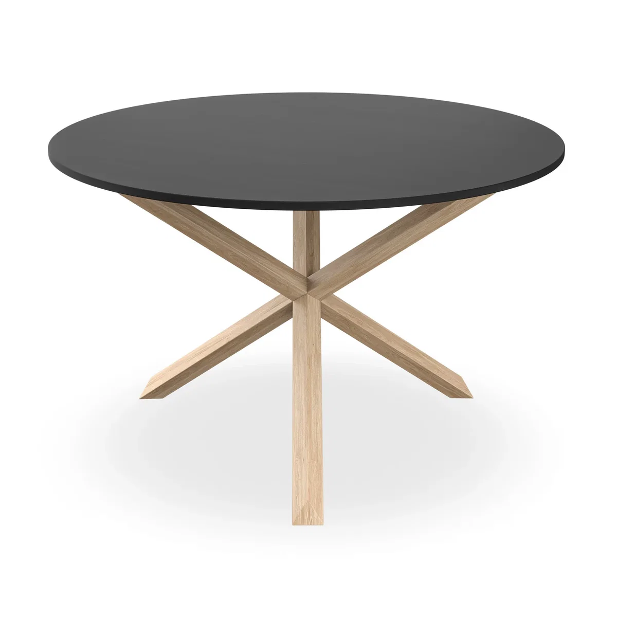 Malvern Black Top with Oak Leg Dining Table and 4 Myla Linen Chairs - Beige - Beige – image 5