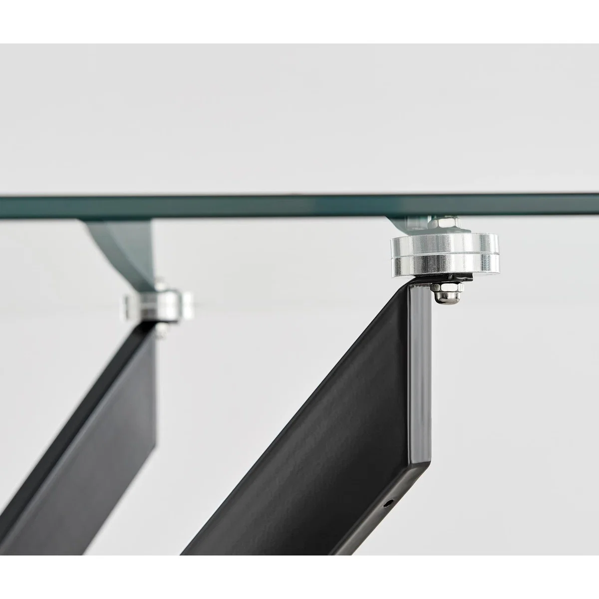 Leonardo Black Leg Glass Dining Table 6 Pesaro Black Leg Chairs - Blue – image 4