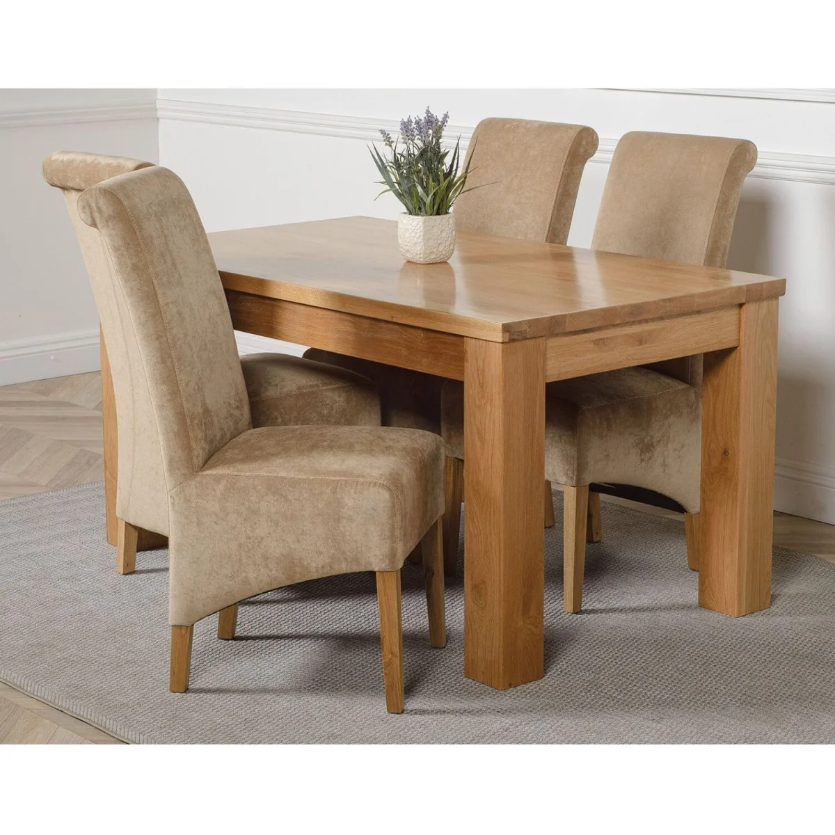 Dakot 152 x 87cm Medium Oak Dining Table and 4 Montana Fabric Chairs - Black – image 11