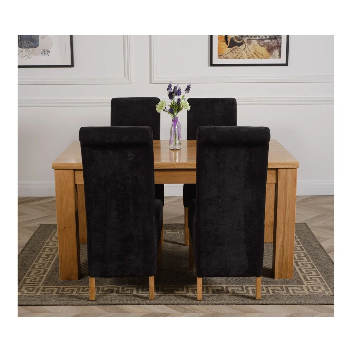 Dakot 152 x 87cm Medium Oak Dining Table and 4 Montana Fabric Chairs - Black – image 19