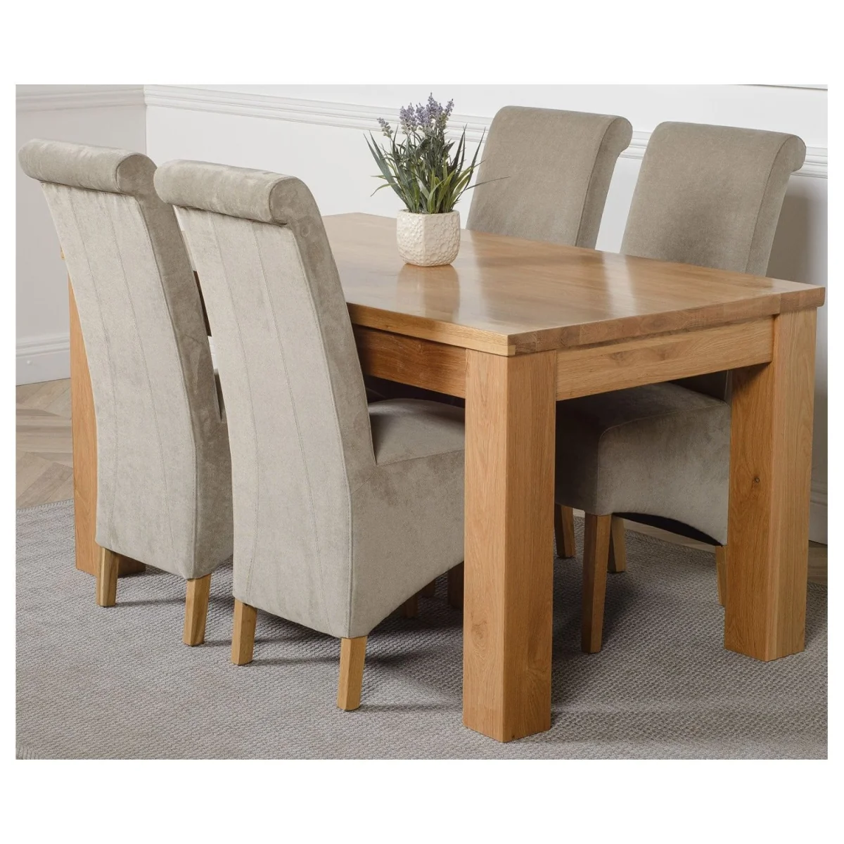 Dakot 152 x 87cm Medium Oak Dining Table and 4 Montana Fabric Chairs - Black – image 25