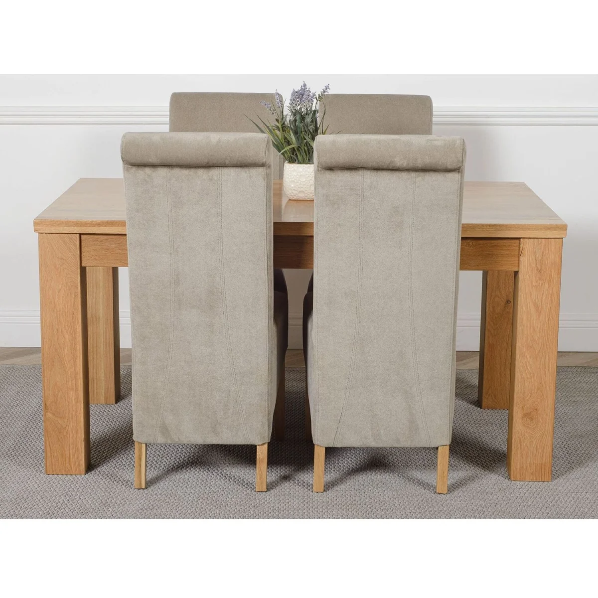 Dakot 152 x 87cm Medium Oak Dining Table and 4 Montana Fabric Chairs - Black – image 26