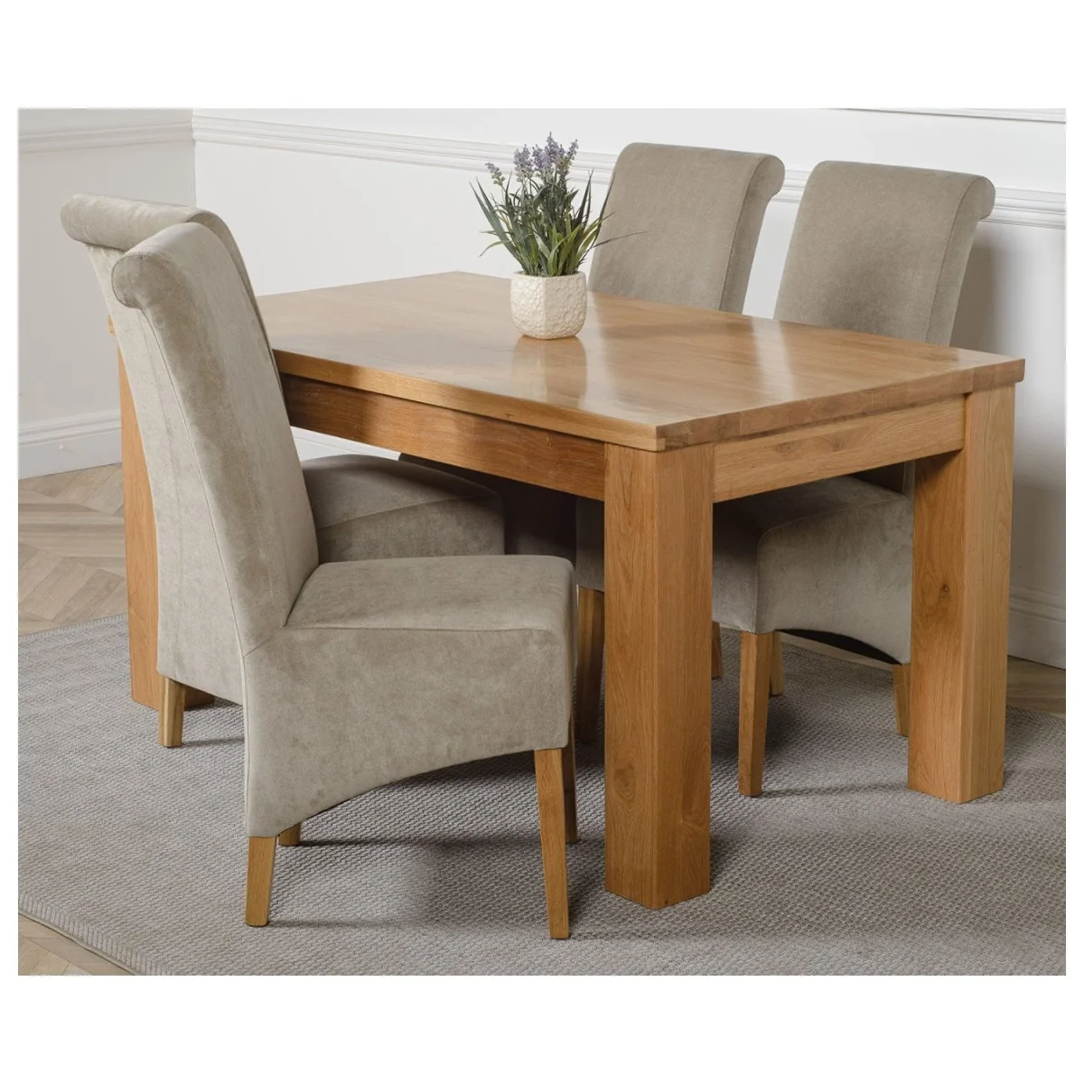 Dakot 152 x 87cm Medium Oak Dining Table and 4 Montana Fabric Chairs - Black – image 27