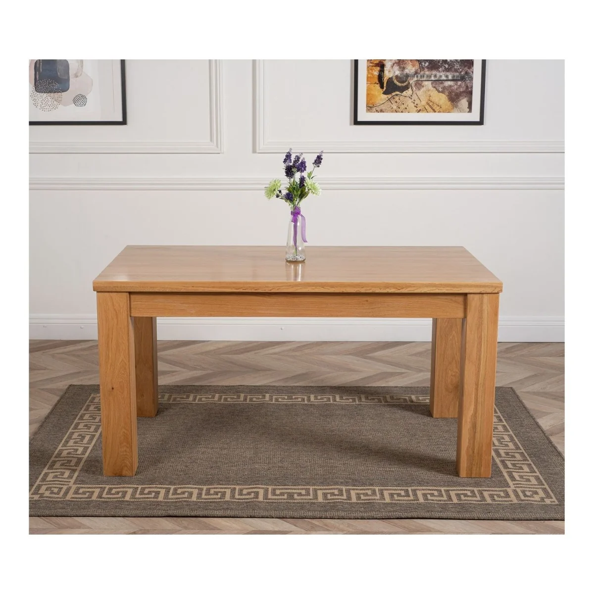 Dakot 152 x 87cm Medium Oak Dining Table and 4 Montana Fabric Chairs - Black – image 6