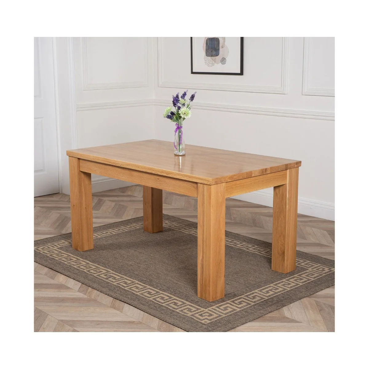 Dakot 152 x 87cm Medium Oak Dining Table and 4 Montana Fabric Chairs - Black – image 7