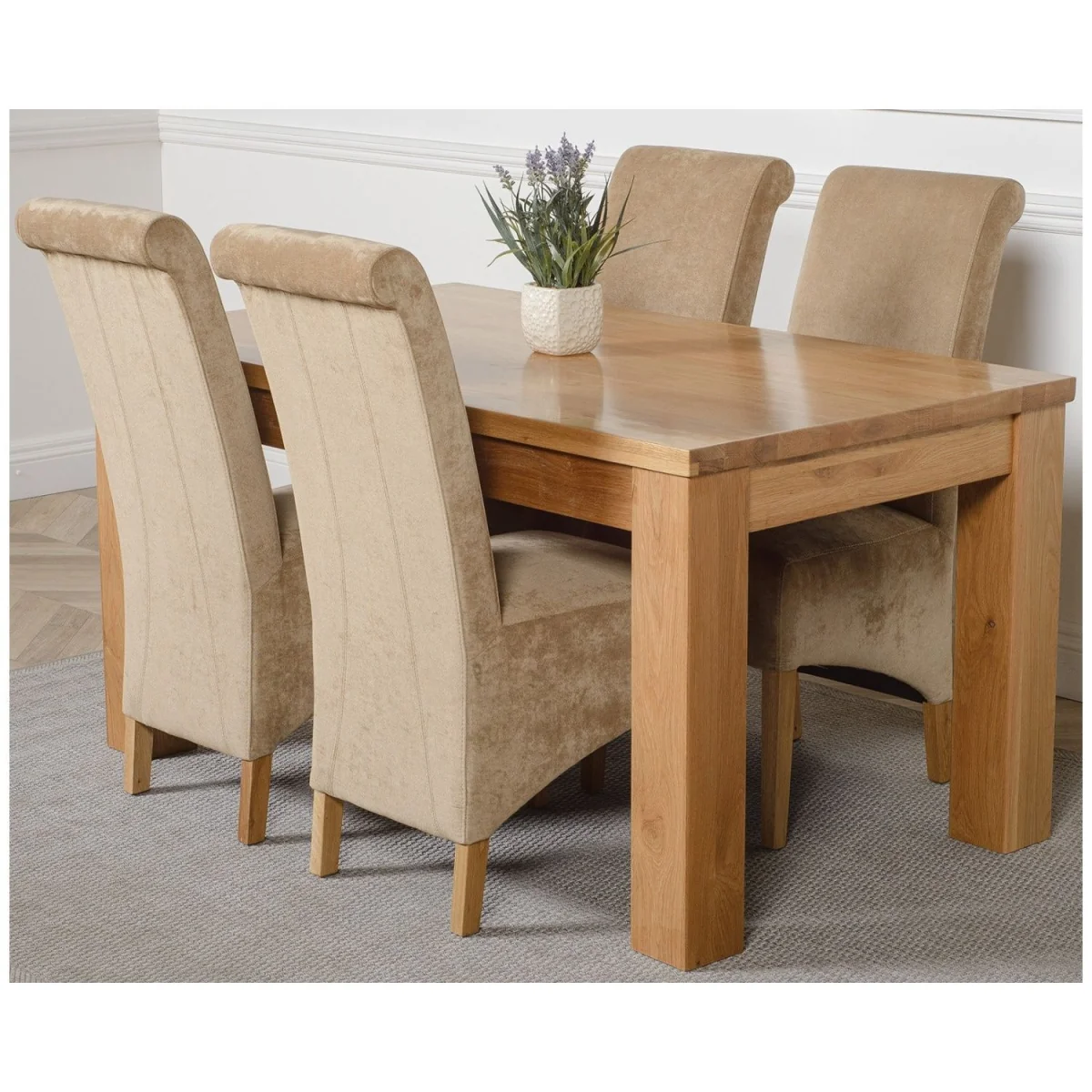 Dakot 152 x 87cm Medium Oak Dining Table and 4 Montana Fabric Chairs - Black – image 9