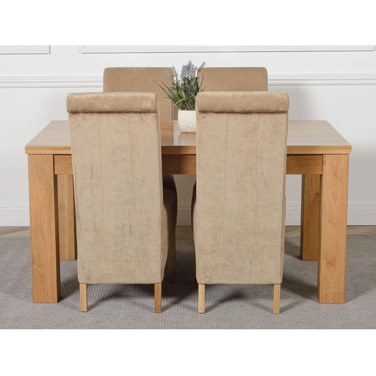Dakot 152 x 87cm Medium Oak Dining Table and 4 Montana Fabric Chairs - Black – image 10