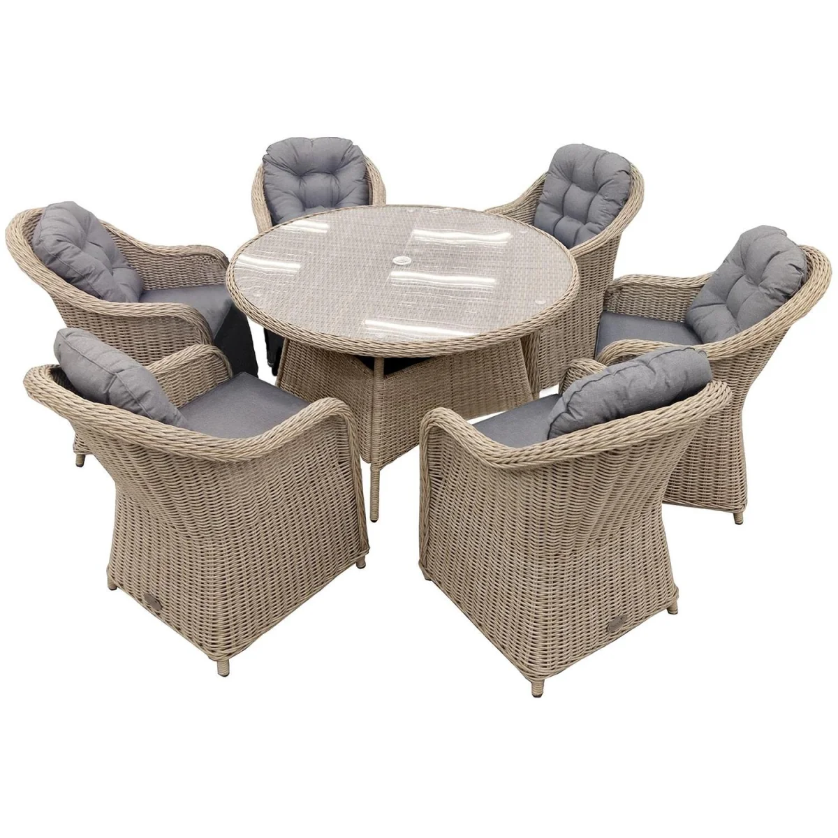 Oseasons Sicilia Rattan 6 Seat Dining Set with 120cm Table in Sandy Oak - Sandy Oak – image 6
