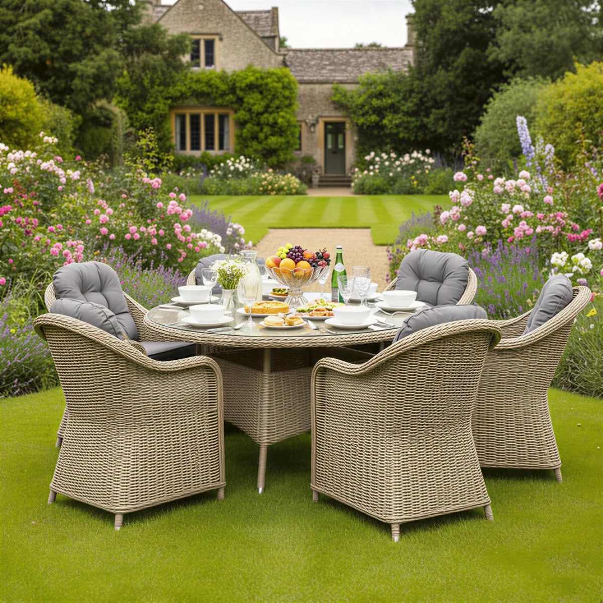 Oseasons Sicilia Rattan 6 Seat Dining Set with 120cm Table in Sandy Oak - Sandy Oak – image 7