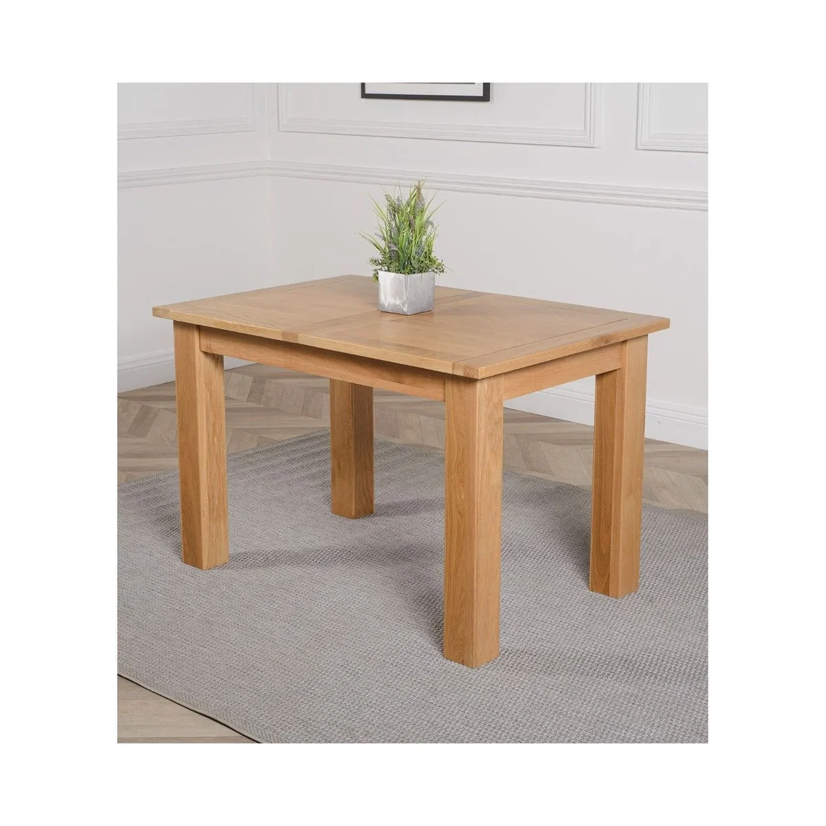 Hampton 120-160cm Oak Extending Dining Table + 6 Washington Leather Chairs - Red – image 4