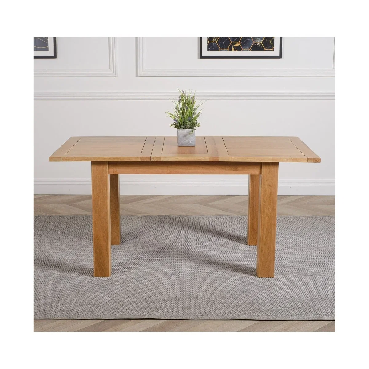 Hampton 120-160cm Oak Extending Dining Table + 6 Washington Leather Chairs - Red – image 1
