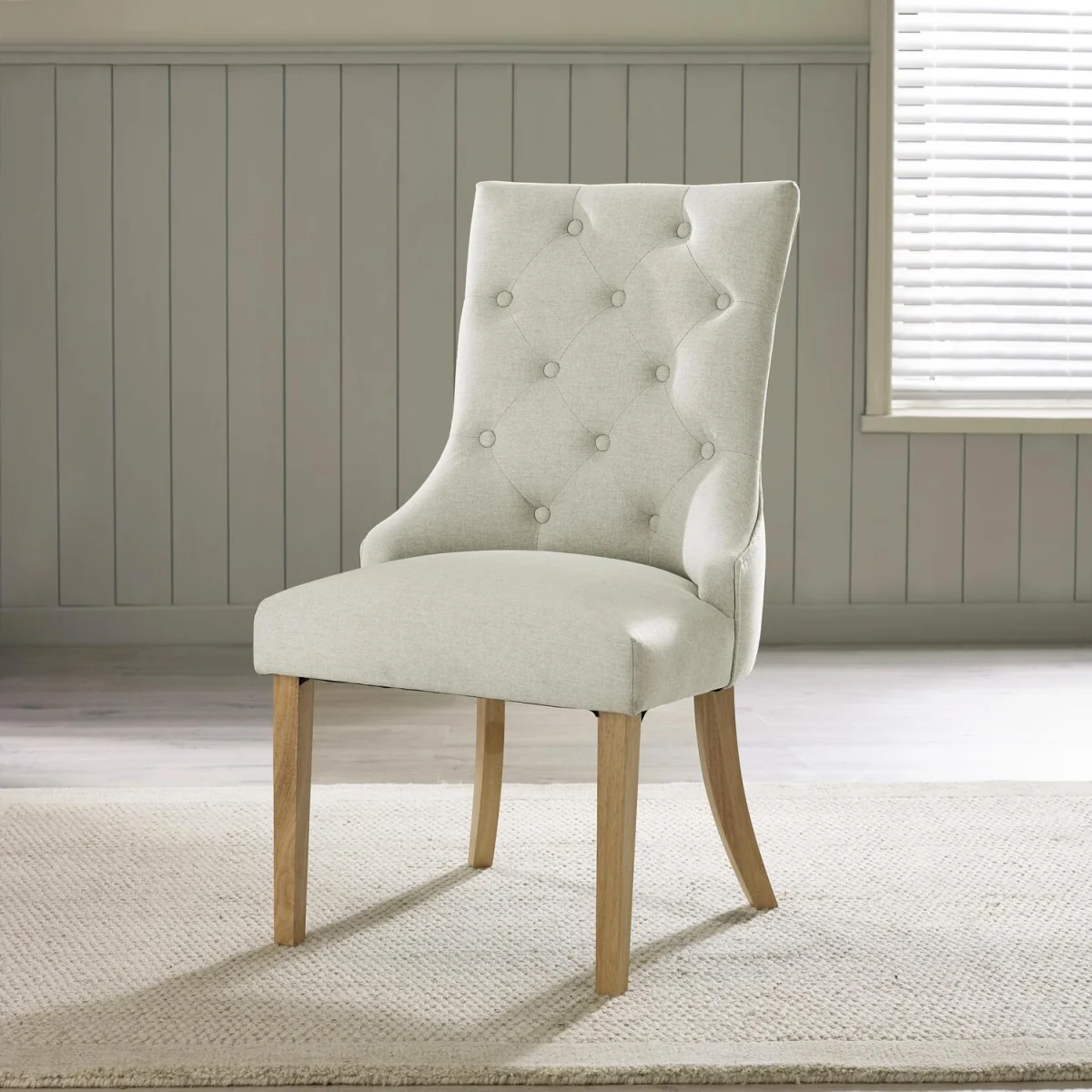 Aalto Whitewashed Wood Dining Table 6 Belgravia Chairs - Beige – image 6