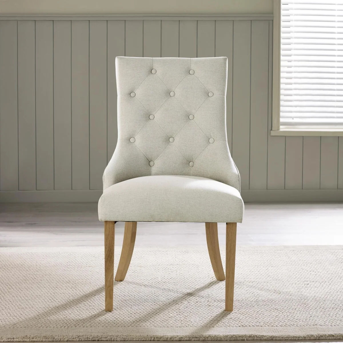 Aalto Whitewashed Wood Dining Table 6 Belgravia Chairs - Beige – image 7