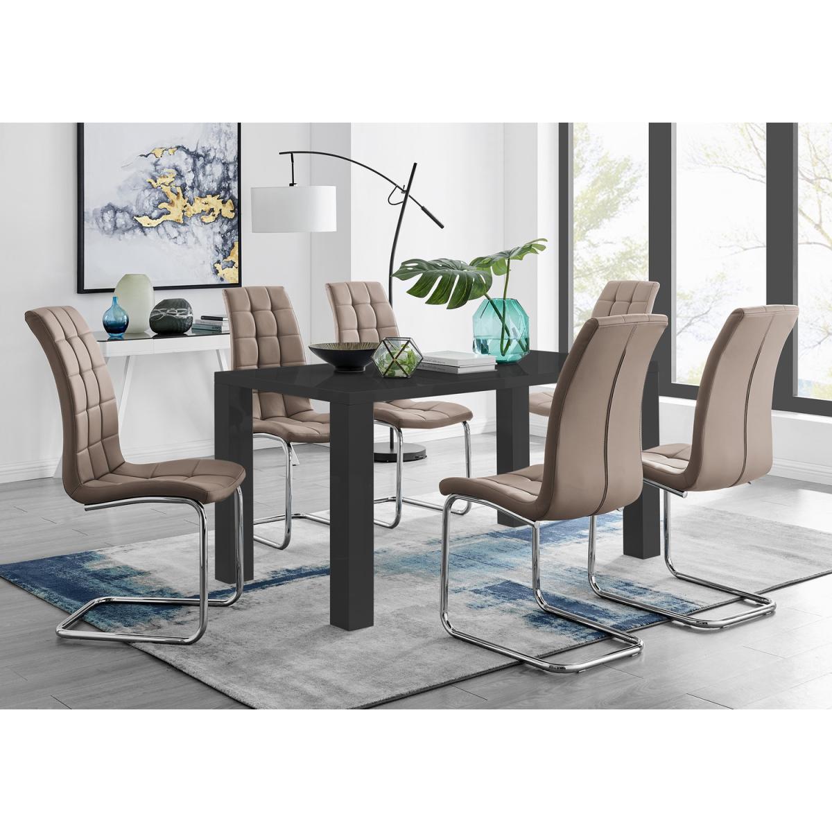 Pivero 6 Black Dining Table and 6 Murano Chairs - White – image 18