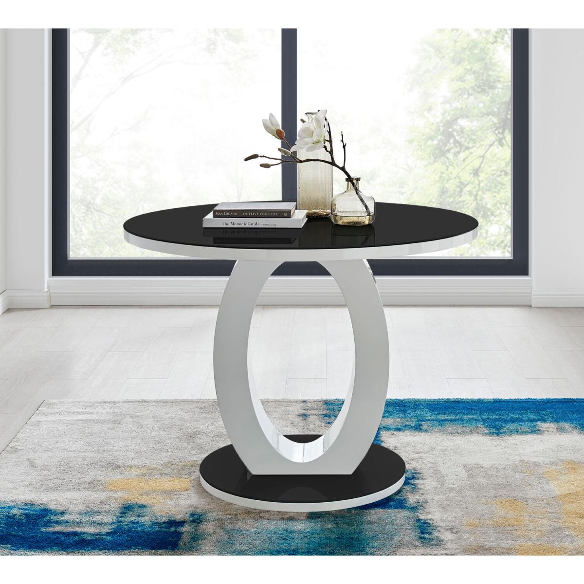 Giovani Round Black 100cm Table and 4 Velvet Milan Chairs - Black – image 11