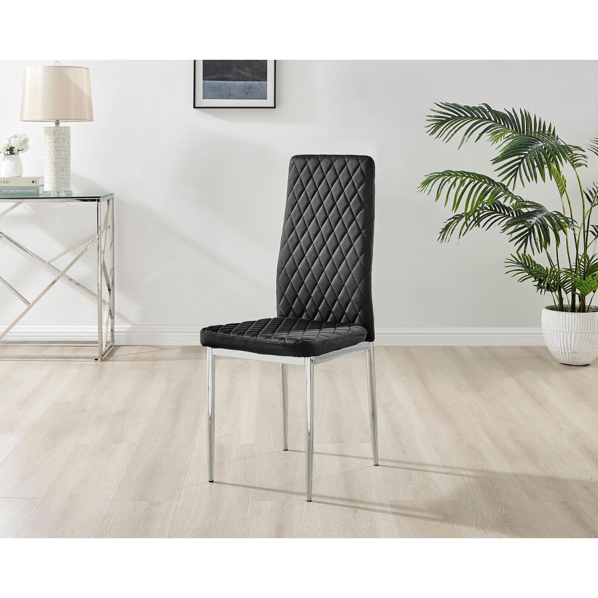 Giovani Round Black 100cm Table and 4 Velvet Milan Chairs - Black – image 4