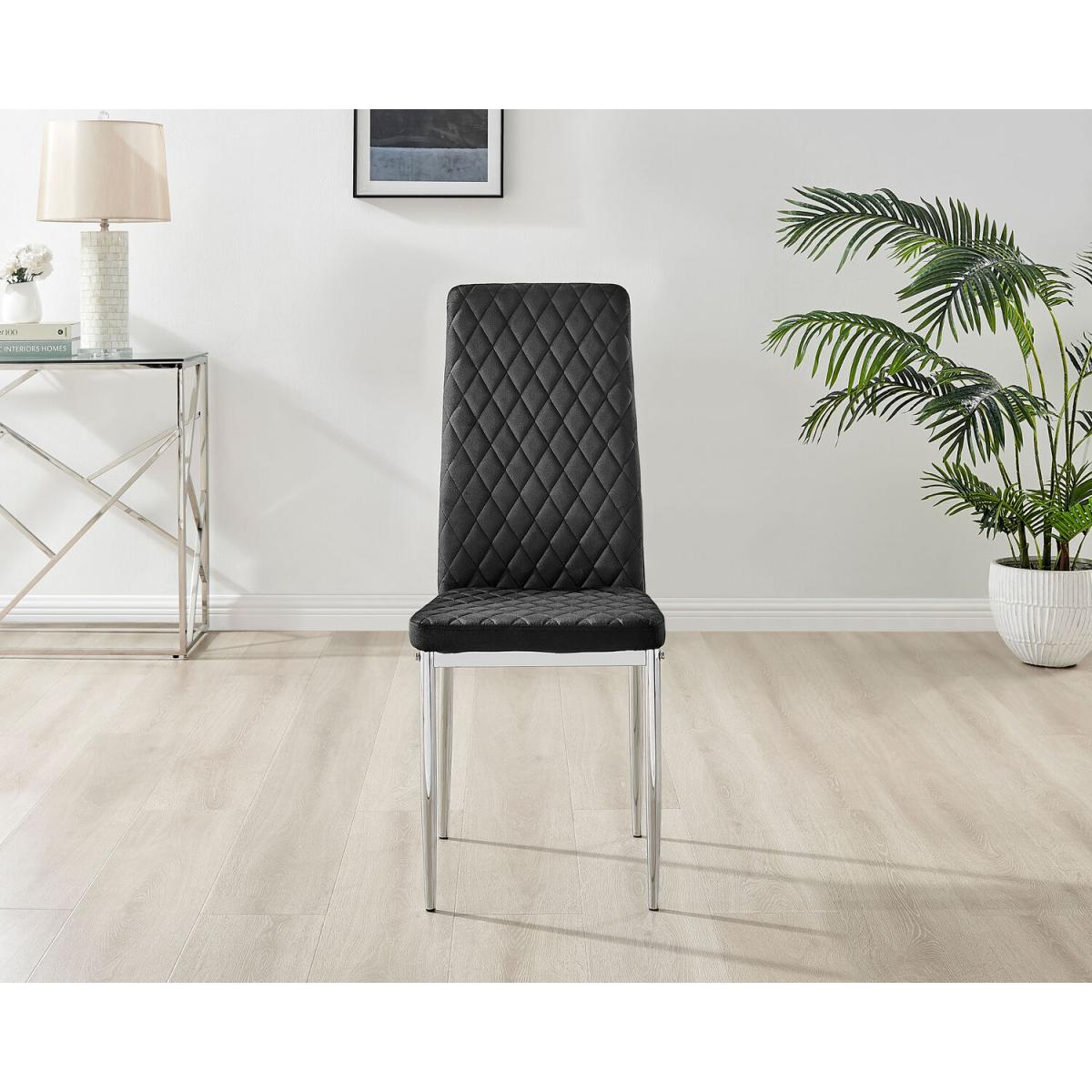 Giovani Round Black 100cm Table and 4 Velvet Milan Chairs - Black – image 5