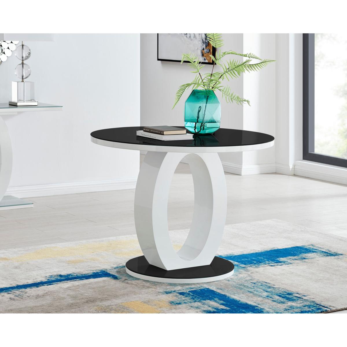 Giovani Round Black 100cm Table and 4 Velvet Milan Chairs - Black – image 10