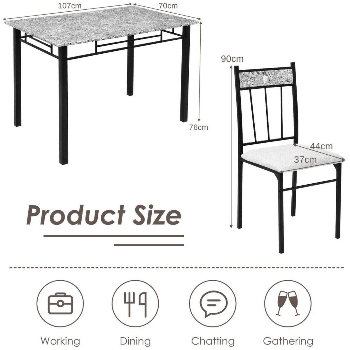 Marble Dining Set 1kitchen table and 4 padded chairs - Black – image 2