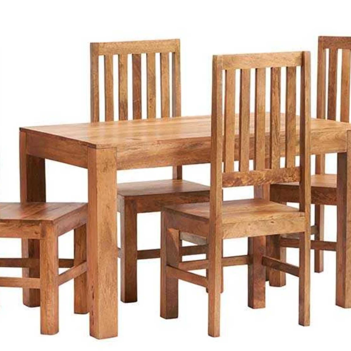 Manila Light Mango Wood Dining Set with 4 Slatted Chairs – image 3