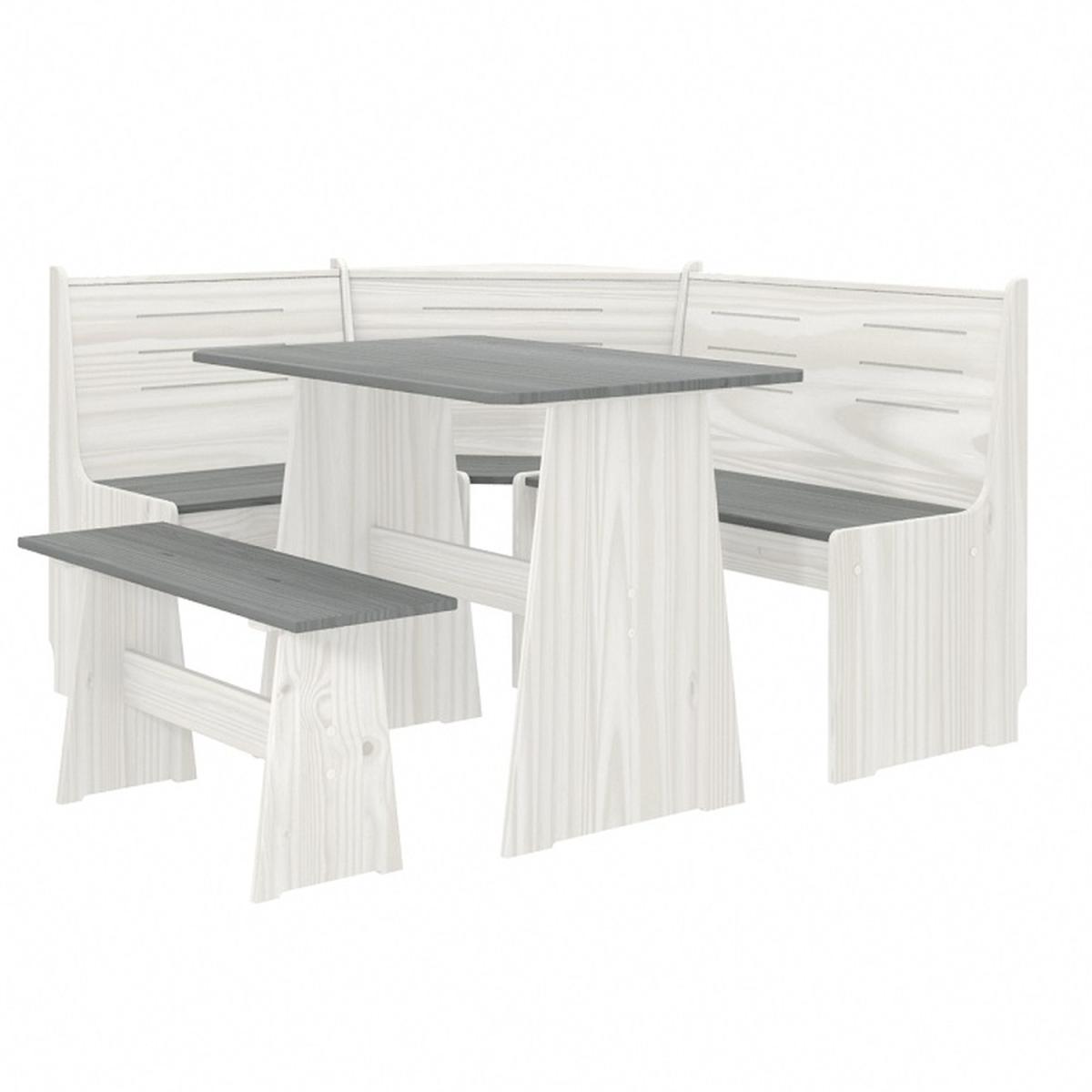 Layla Corner Dining Set with Table and Benches - Grey / Grey Top – image 2