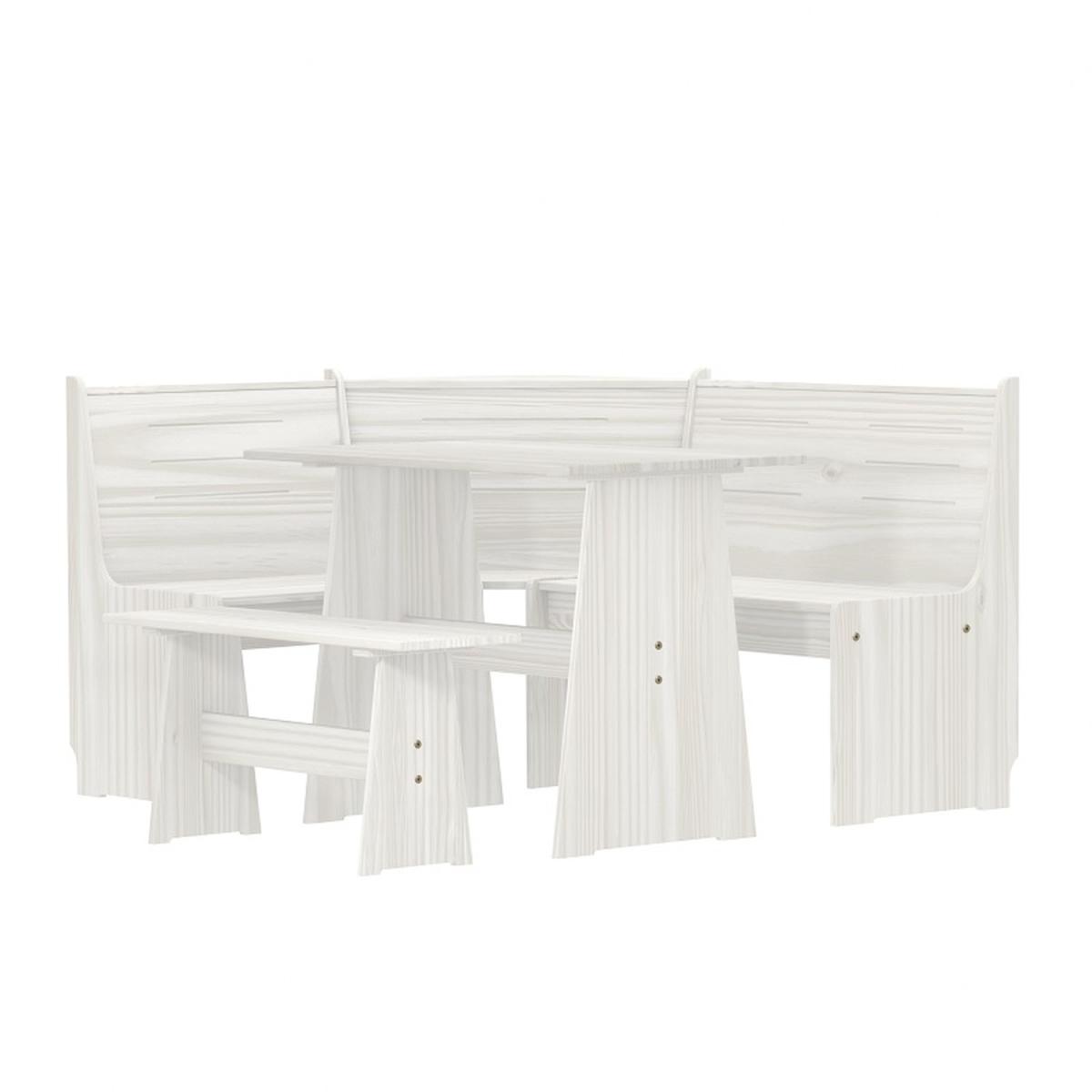 Layla Corner Dining Set with Table and Benches - Grey / Grey Top – image 17