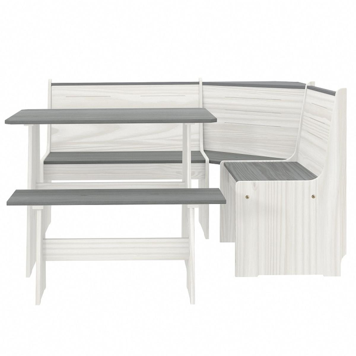 Layla Corner Dining Set with Table and Benches - Grey / Grey Top – image 3