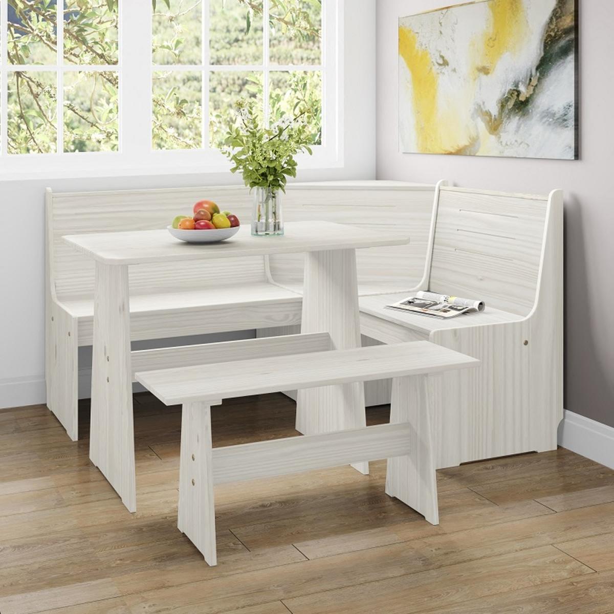 Layla Corner Dining Set with Table and Benches - Grey / Grey Top – image 24