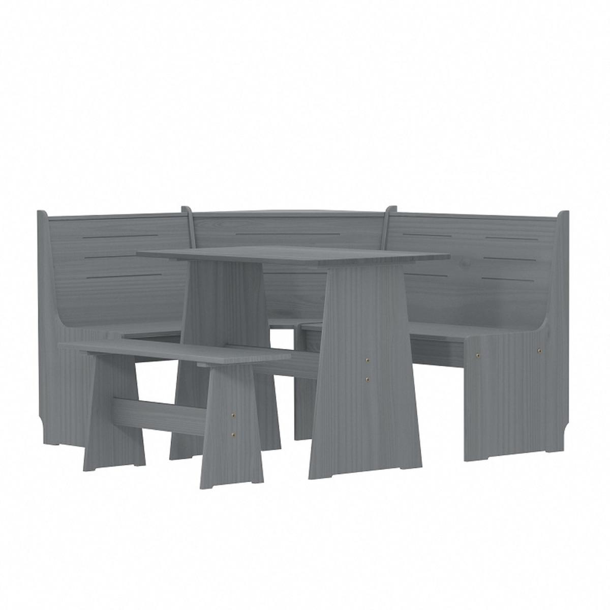 Layla Corner Dining Set with Table and Benches - Grey / Grey Top – image 25