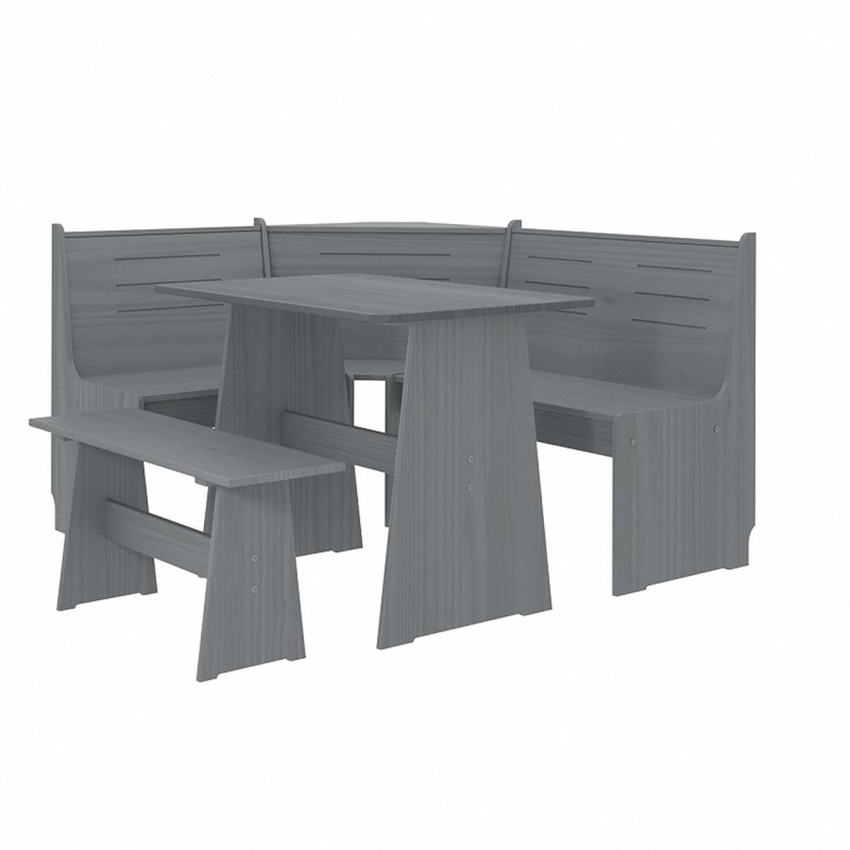 Layla Corner Dining Set with Table and Benches - Grey / Grey Top – image 26