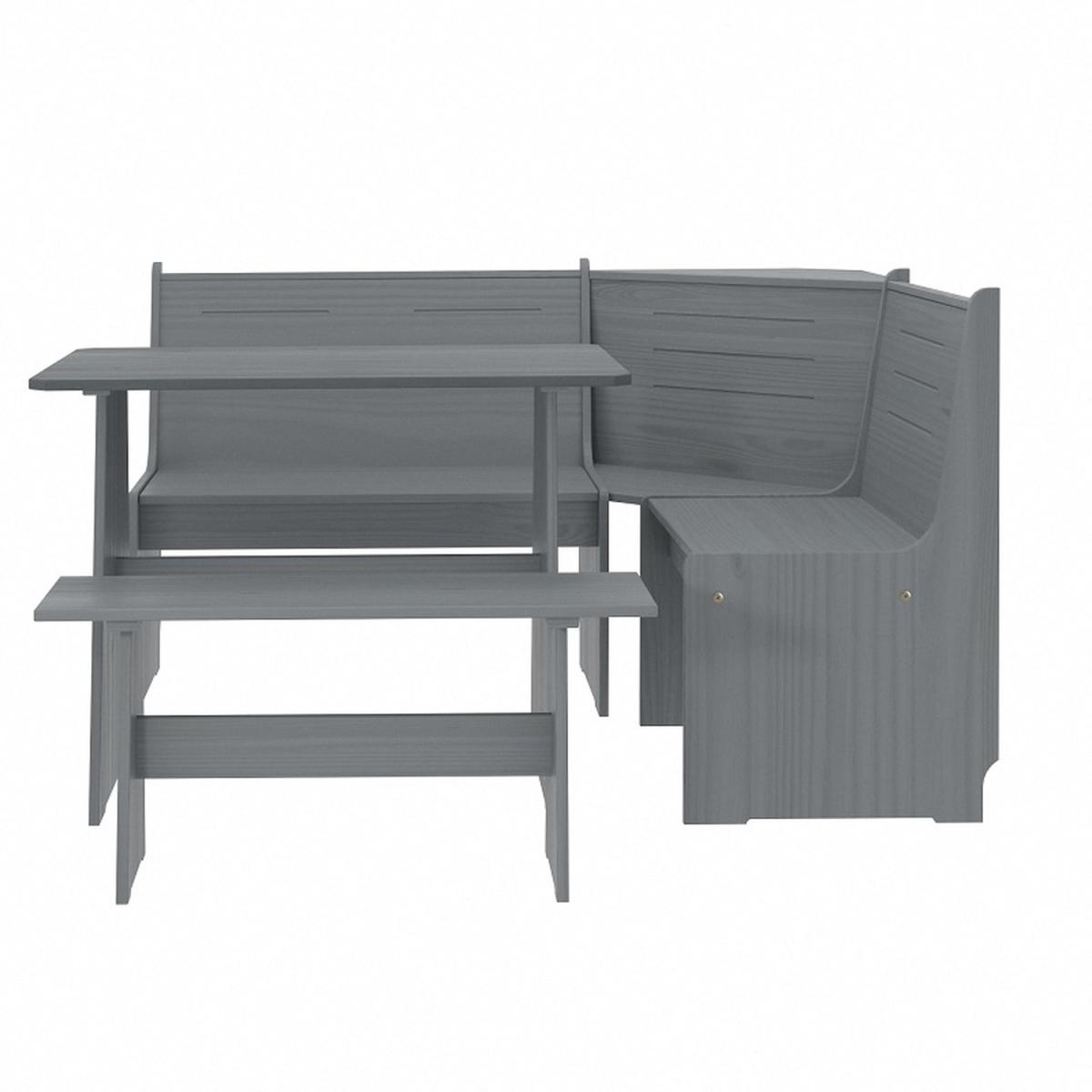 Layla Corner Dining Set with Table and Benches - Grey / Grey Top – image 27