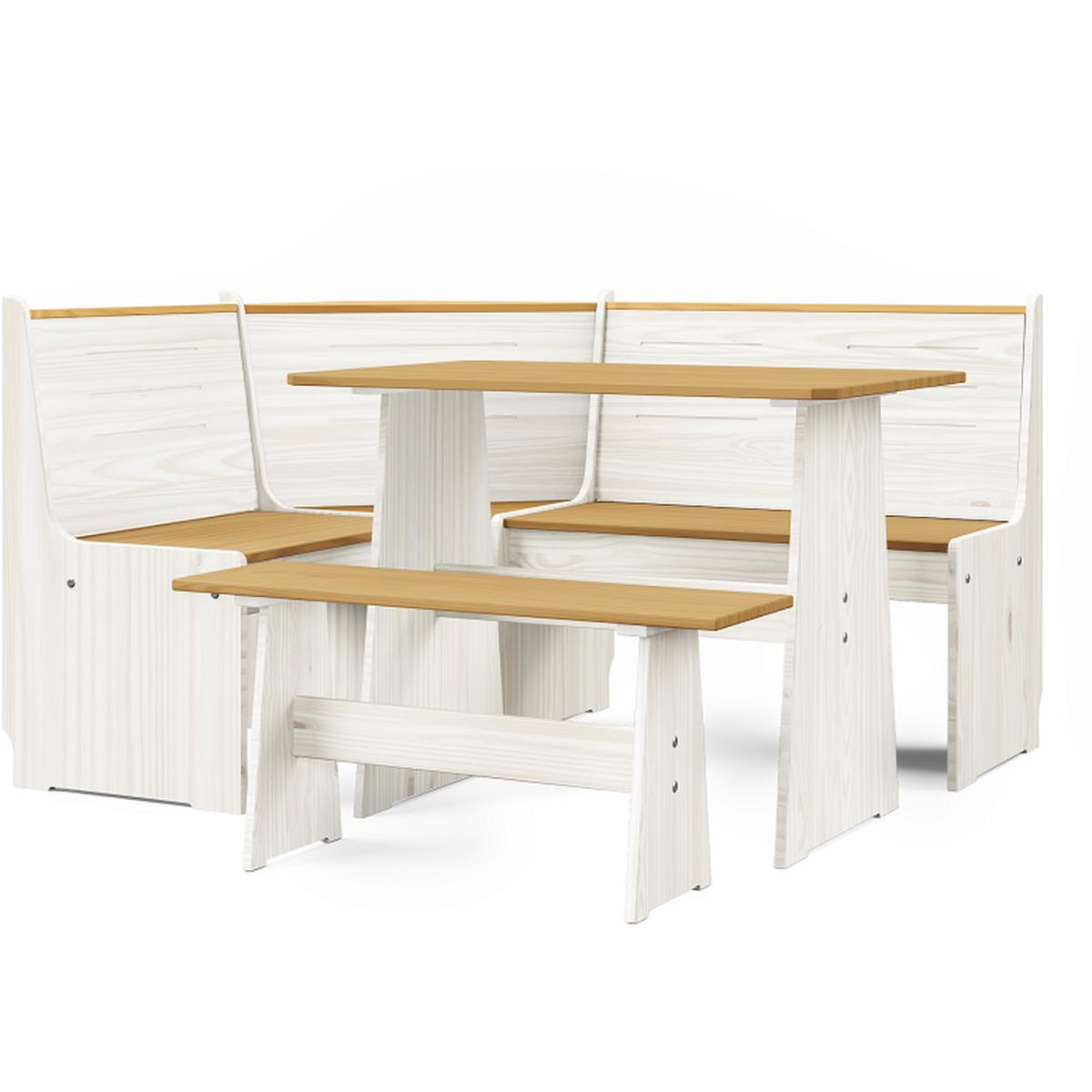 Layla Corner Dining Set with Table and Benches - Grey / Grey Top – image 34