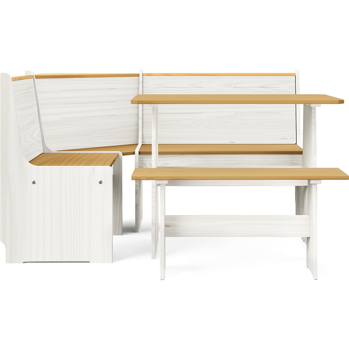 Layla Corner Dining Set with Table and Benches - Grey / Grey Top – image 35