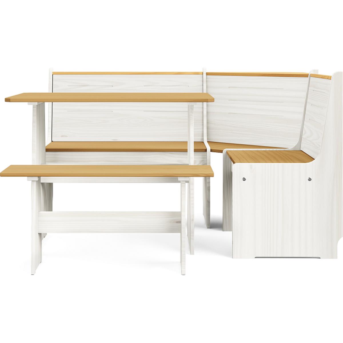 Layla Corner Dining Set with Table and Benches - Grey / Grey Top – image 36