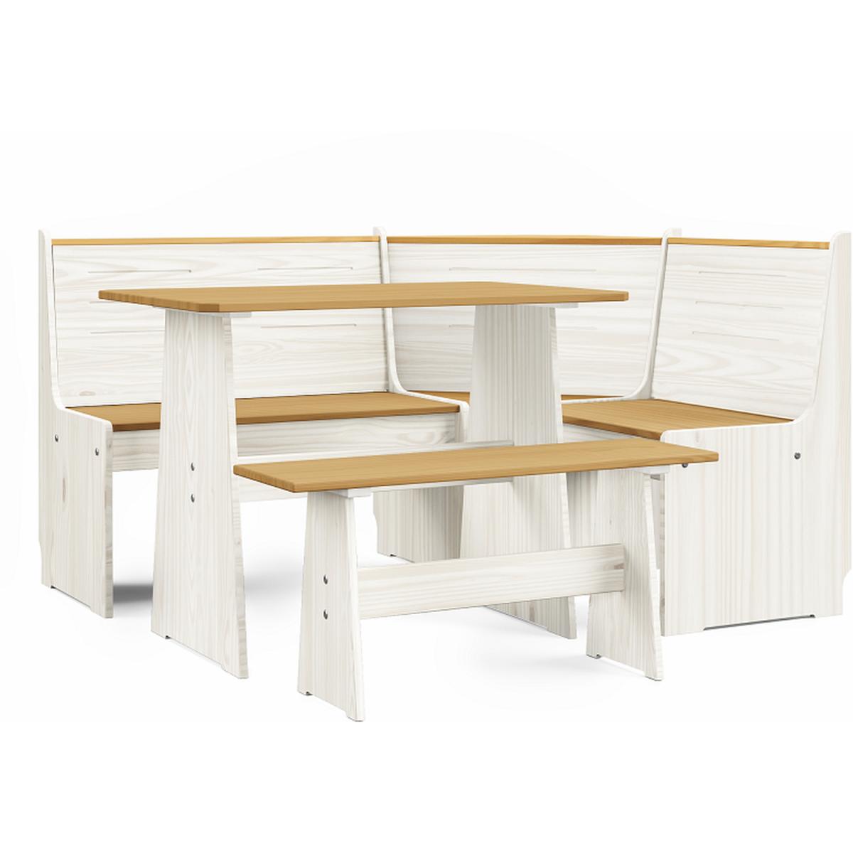 Layla Corner Dining Set with Table and Benches - Grey / Grey Top – image 37
