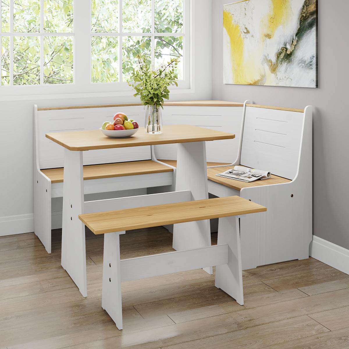 Layla Corner Dining Set with Table and Benches - Grey / Grey Top – image 38