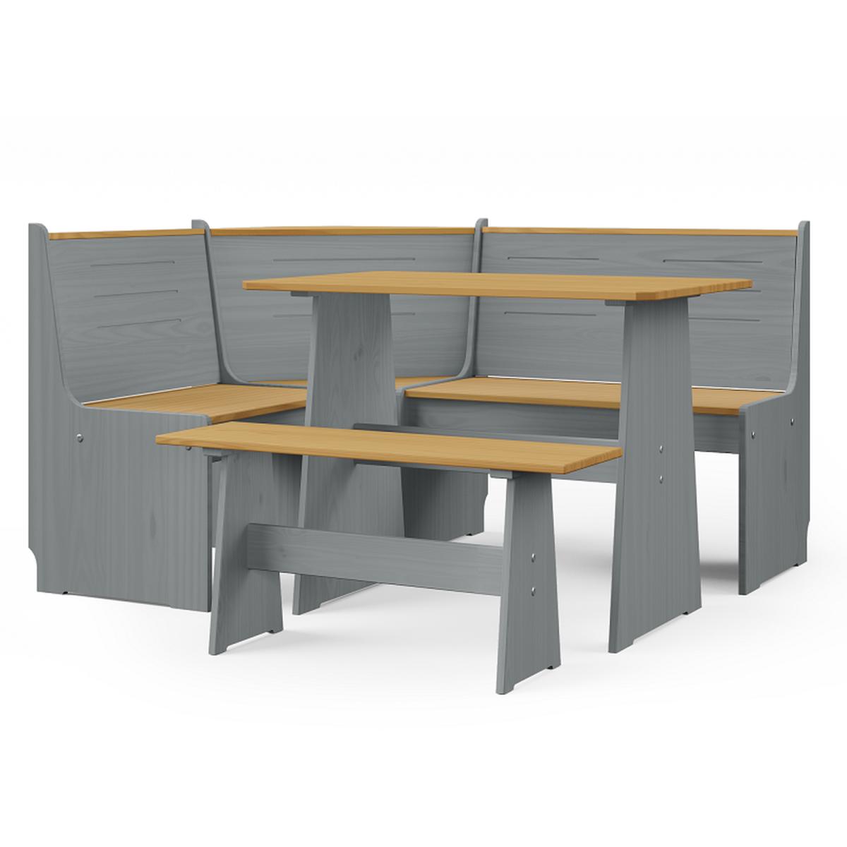 Layla Corner Dining Set with Table and Benches - Grey / Grey Top – image 40