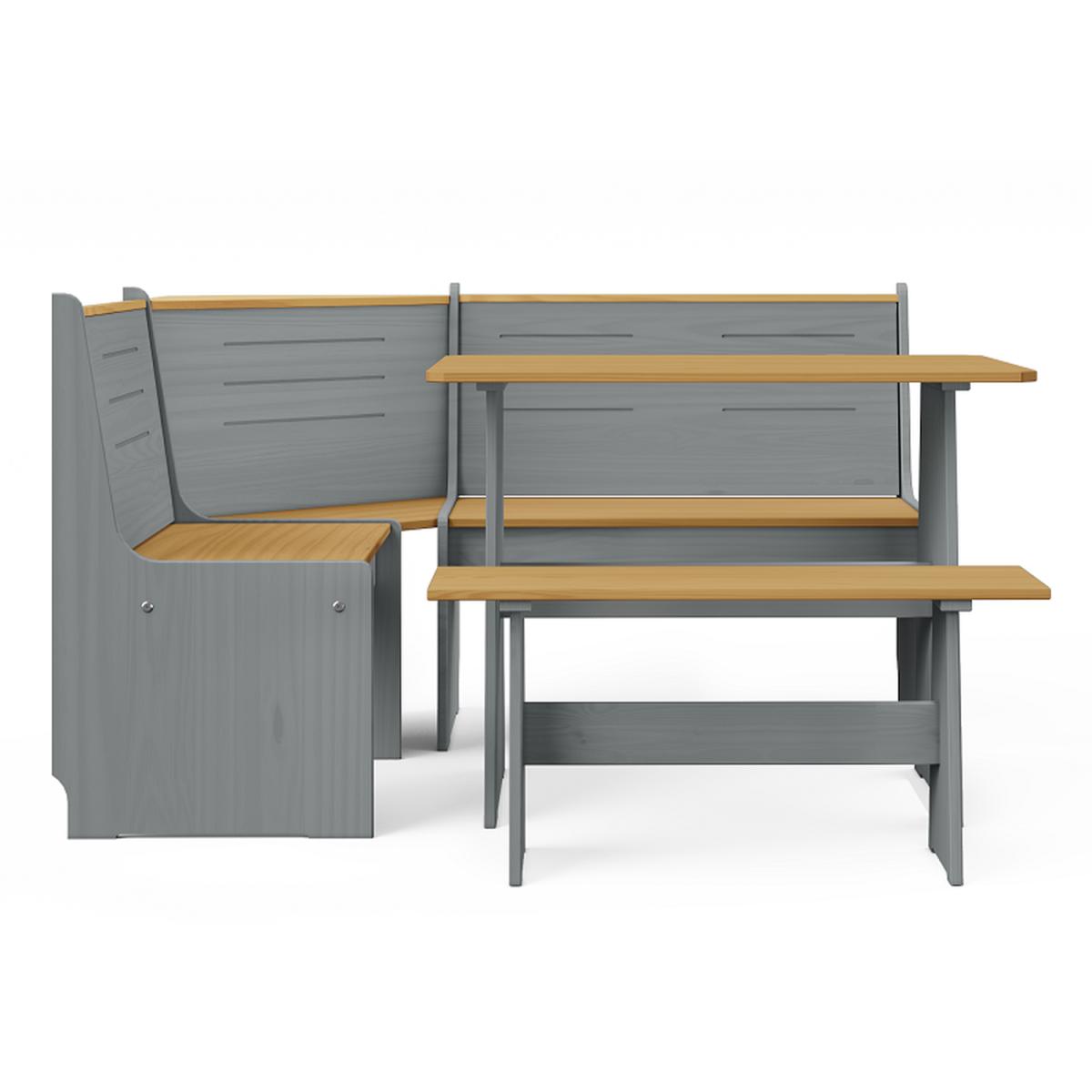 Layla Corner Dining Set with Table and Benches - Grey / Grey Top – image 41