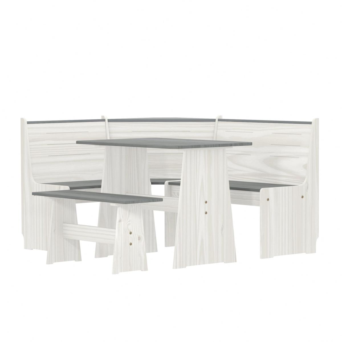 Layla Corner Dining Set with Table and Benches - Grey / Grey Top – image 44
