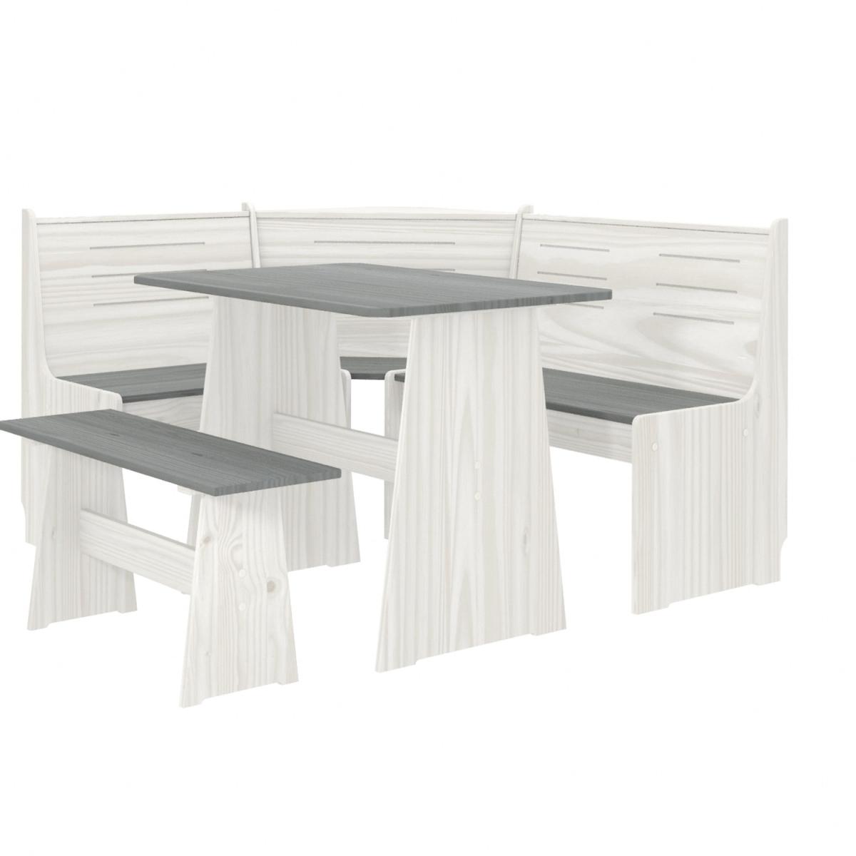 Layla Corner Dining Set with Table and Benches - Grey / Grey Top – image 45