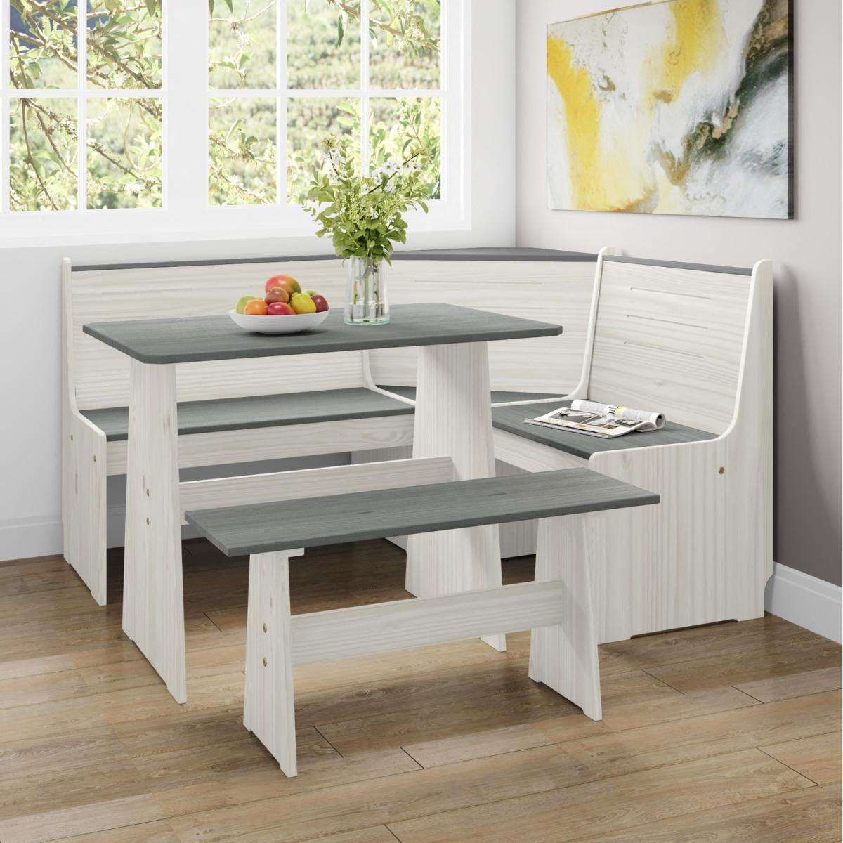 Layla Corner Dining Set with Table and Benches - Grey / Grey Top – image 48