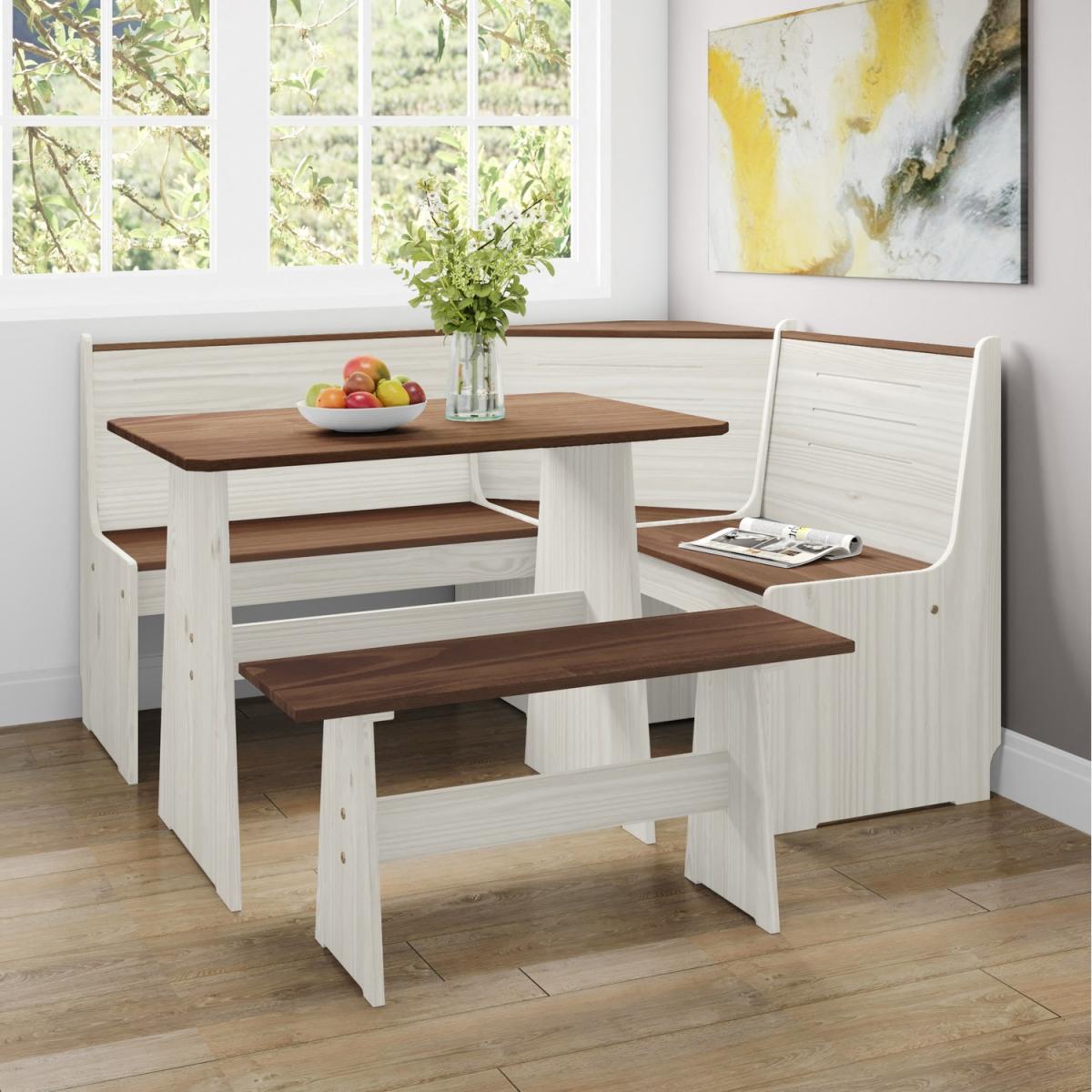 Layla Corner Dining Set with Table and Benches - Grey / Grey Top – image 55