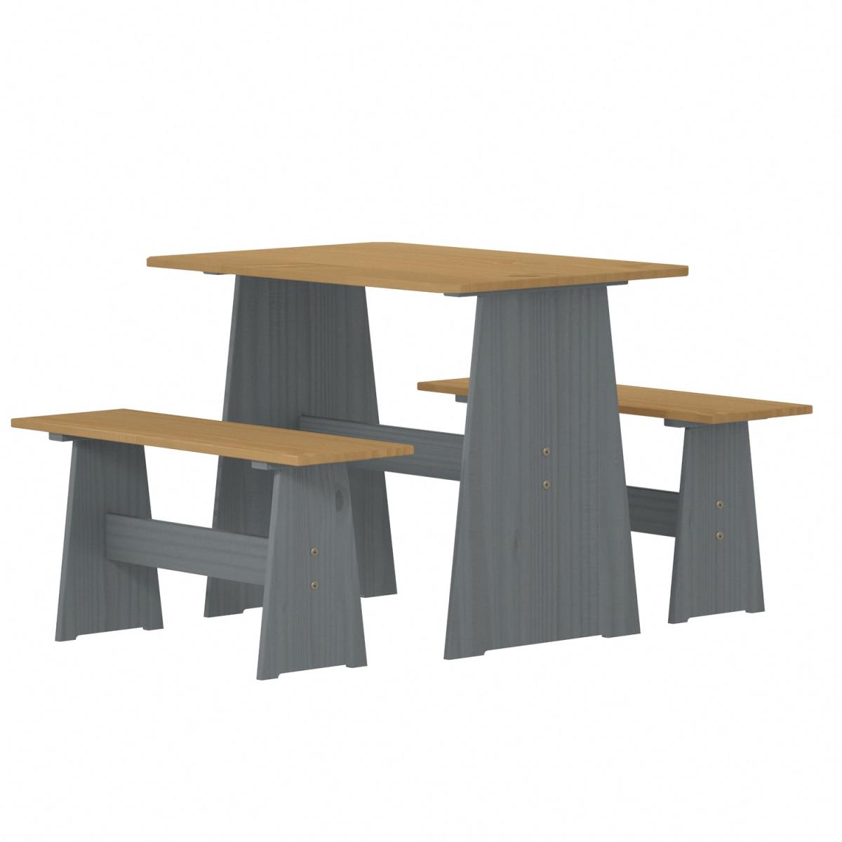 Layla Corner Dining Set with Table and Benches - Grey / Grey Top – image 59