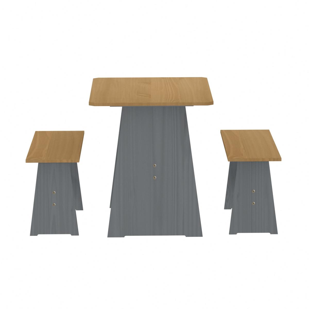 Layla Corner Dining Set with Table and Benches - Grey / Grey Top – image 60