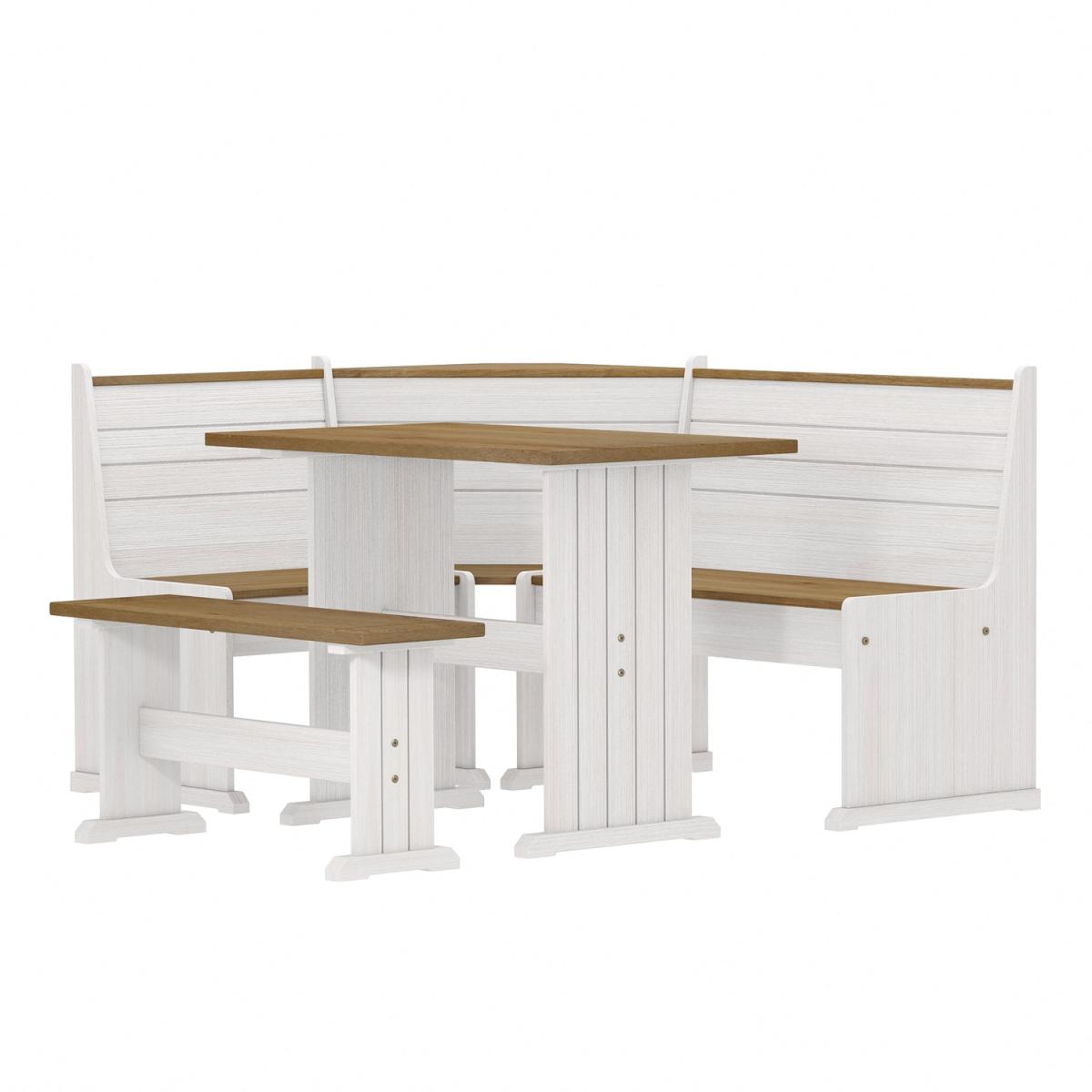 Layla Corner Dining Set with Table and Benches - Grey / Grey Top – image 65
