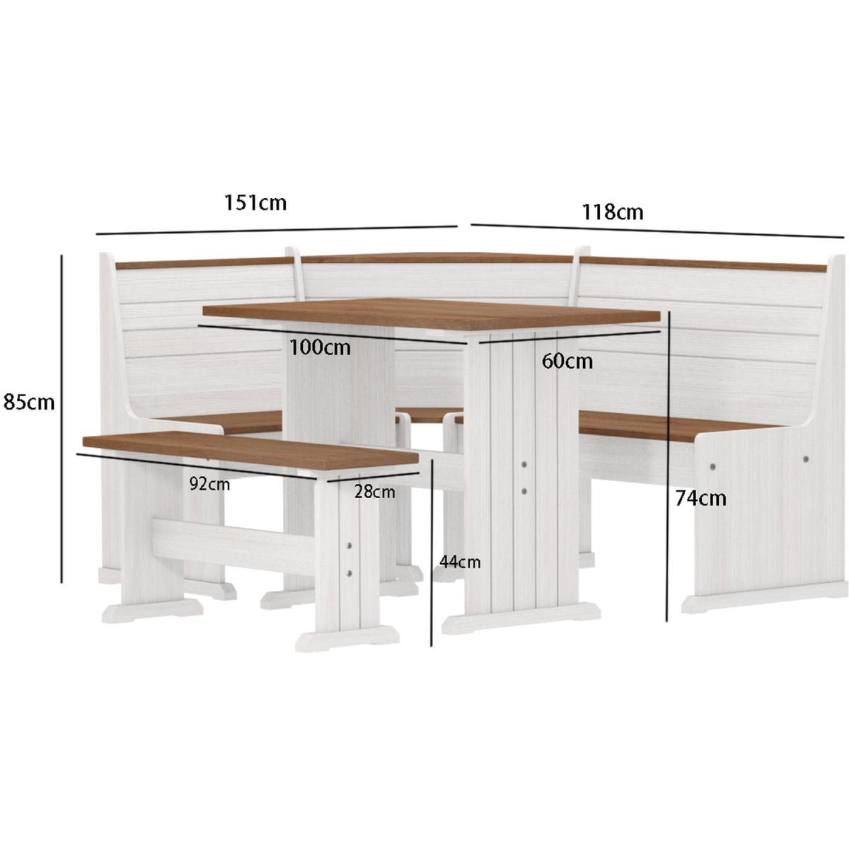 Layla Corner Dining Set with Table and Benches - Grey / Grey Top – image 69
