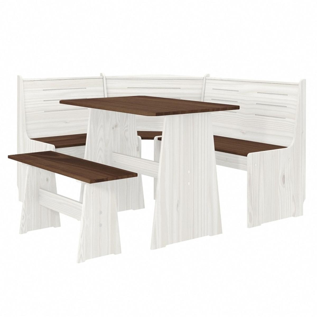 Layla Corner Dining Set with Table and Benches - Grey / Grey Top – image 10