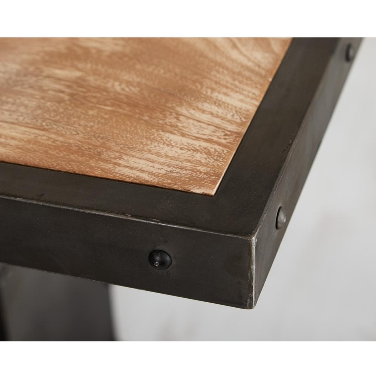 Urban Industrial Reclaimed Metal and Wood Square Dining Table  - Medium Wood – image 3
