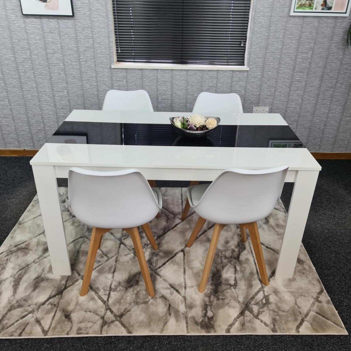 Kitchen dining table and 4 White Tulip Chairs Set of 4 dining set  - Black White – image 12