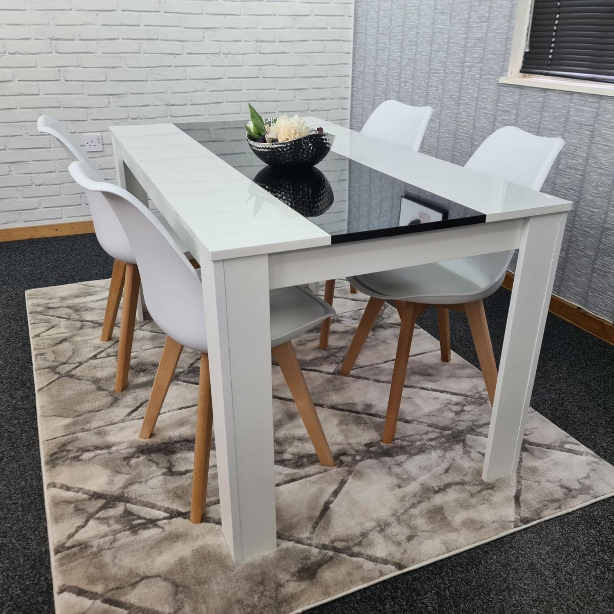 Kitchen dining table and 4 White Tulip Chairs Set of 4 dining set  - Black White – image 13